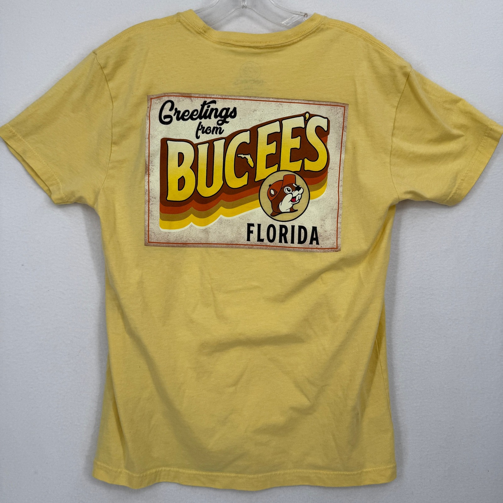 Buc-Ee's T-Shirt Unisex Medium Yellow Greetings From Florida Retro Graphic Tee